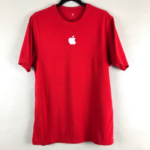 Apple Other - Apple Computer Red White Holiday Embroidered Large Logo Store Employee Top Shirt